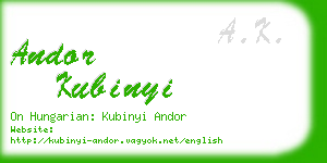 andor kubinyi business card